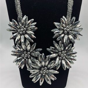 Natasha Bold Silver Floral Statement Necklace